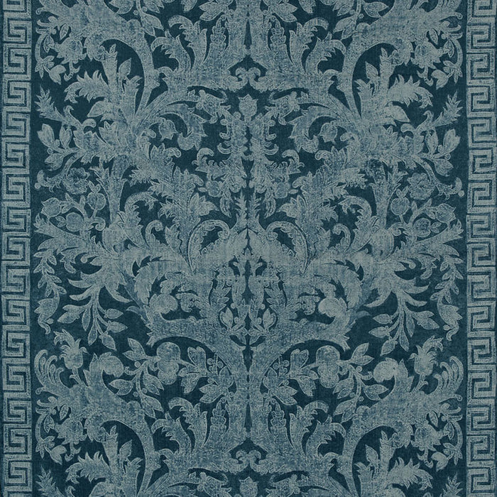 Schumacher Carlotta Velvet Damask Indigo Fabric Sample 175111