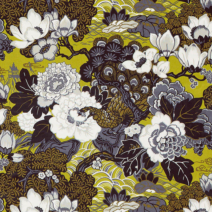 Schumacher Shanghai Peacock Brass Fabric 175131