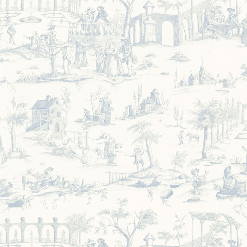 Schumacher Siena Toile Delft Fabric Sample 175170