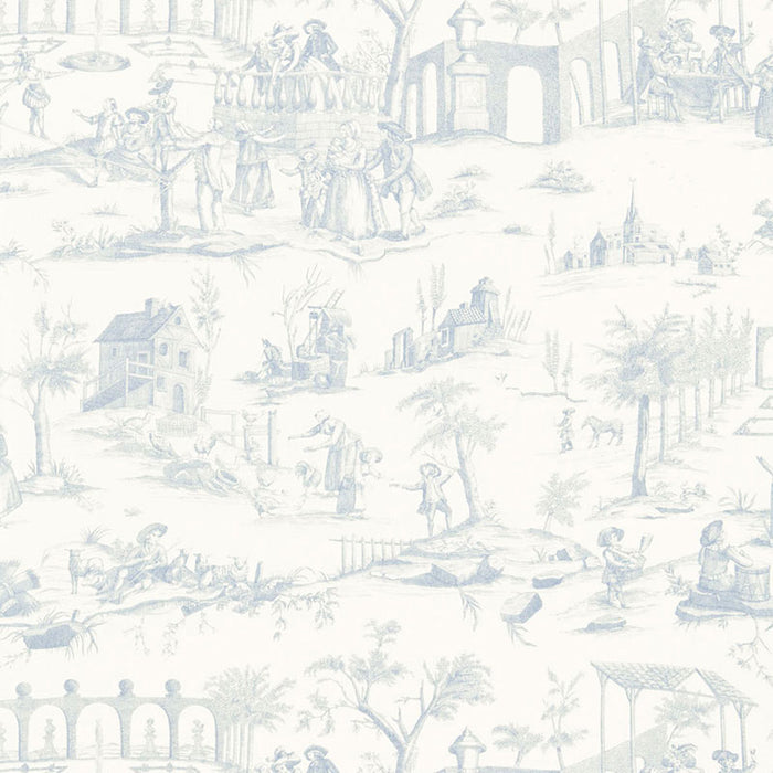 Schumacher Siena Toile Delft Fabric Sample 175170