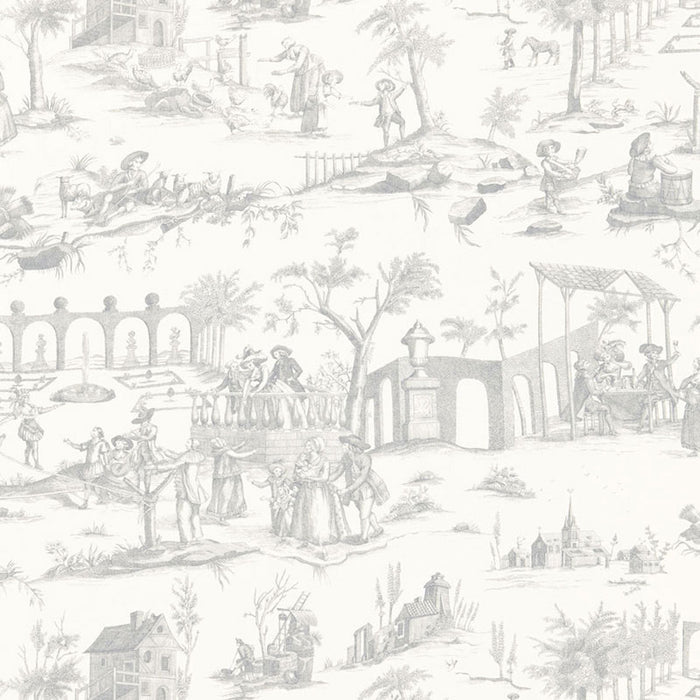 Schumacher Siena Toile Pewter Fabric 175171