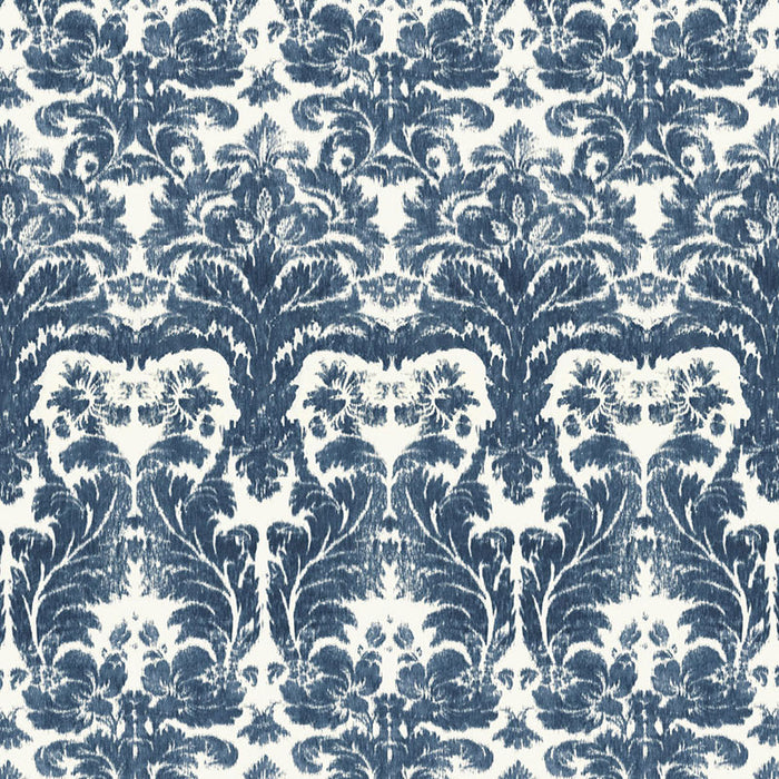 Schumacher Aurora Damask Indigo Fabric 175342