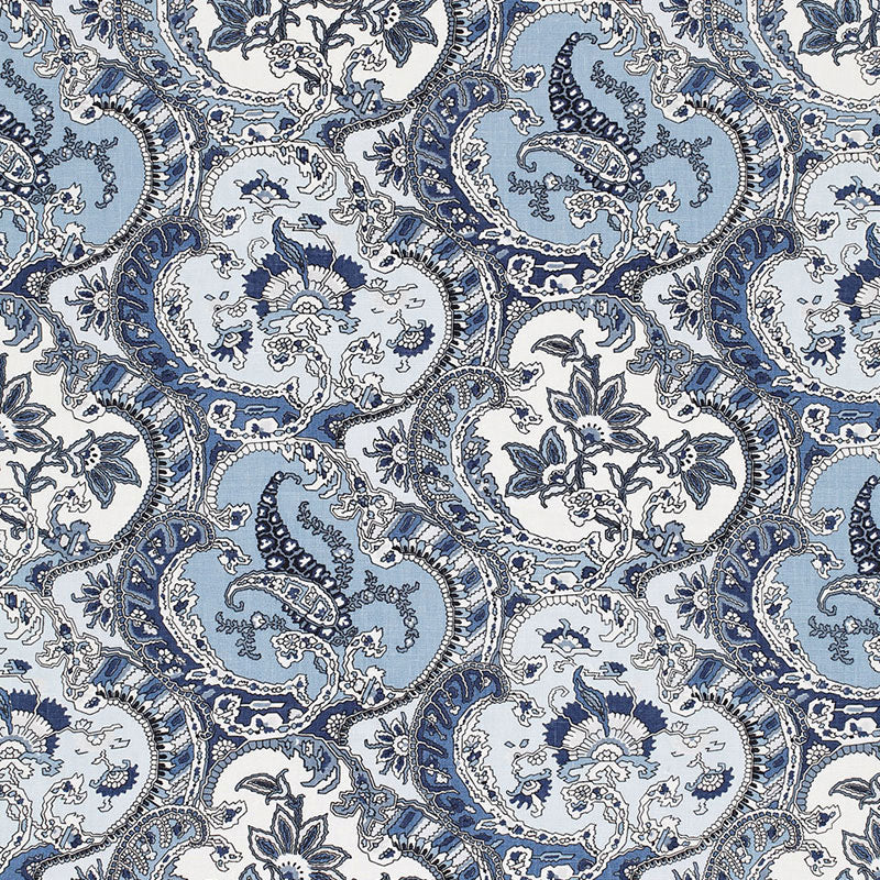 Schumacher Pickfair Paisley Pacific Fabric Sample 175553