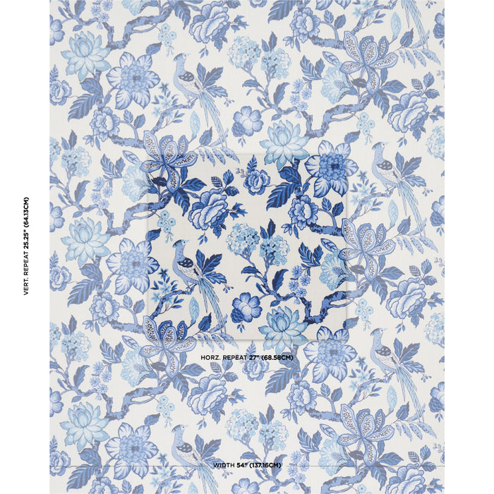 Schumacher Huntington Gardens Bleu Marine Fabric Sample 175560