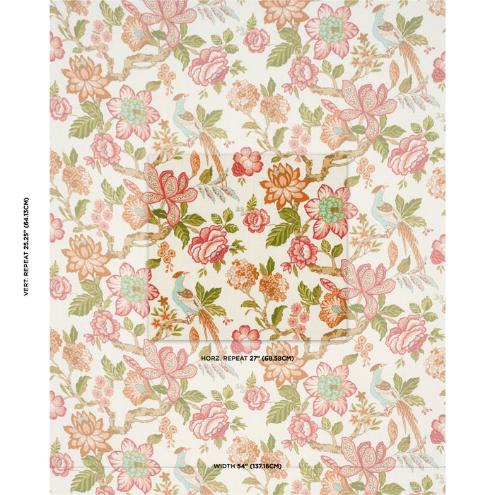 Schumacher Huntington Gardens Coral Fabric Sample 175561