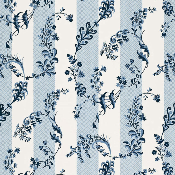 Schumacher Bagatelle Bleu Marine Fabric Sample 175590