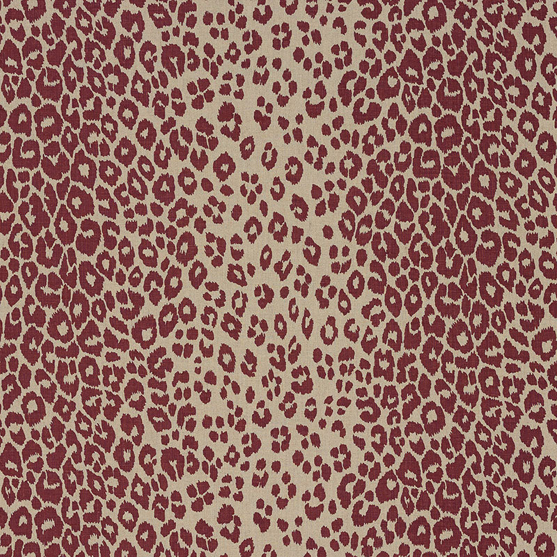 Schumacher Iconic Leopard Raisin/Natural Fabric 175726