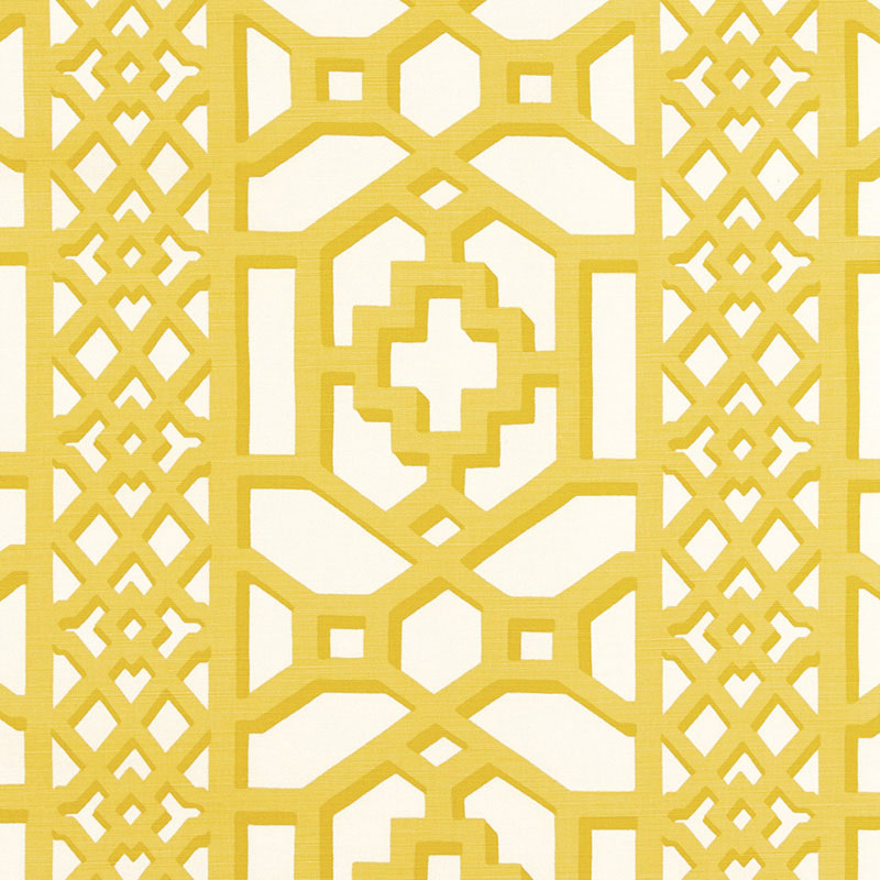 Schumacher Zanzibar Trellis Matte Canary Fabric Sample 175740