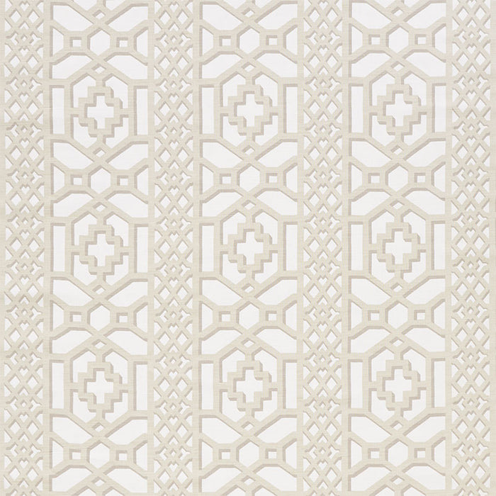 Schumacher Zanzibar Trellis Matte Sand Fabric Sample 175744