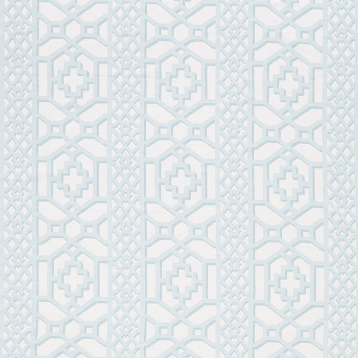 Schumacher Zanzibar Trellis Matte Winter Mint Fabric Sample 175746