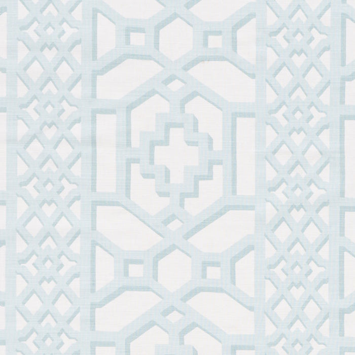 Schumacher Zanzibar Trellis Matte Winter Mint Fabric Sample 175746