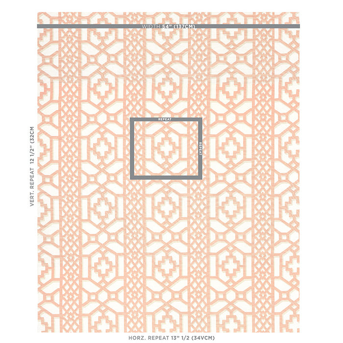 Schumacher Zanzibar Trellis Coral Fabric 175747