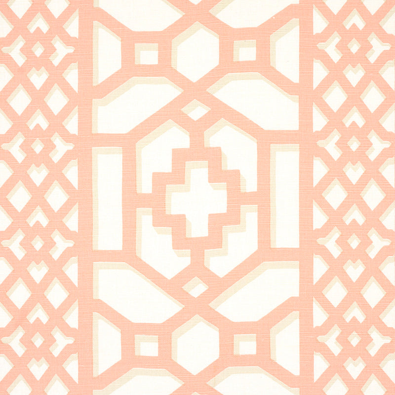 Schumacher Zanzibar Trellis Coral Fabric 175747