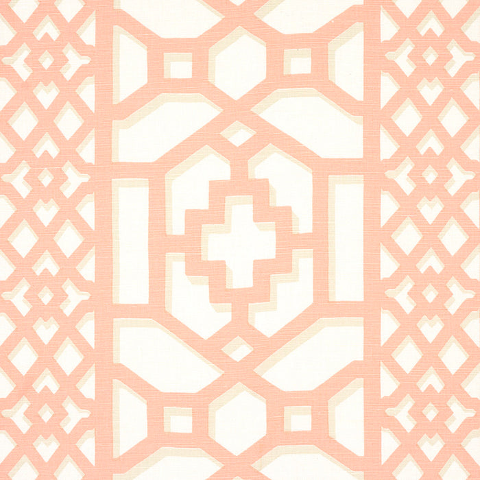 Schumacher Zanzibar Trellis Coral Fabric Sample 175747