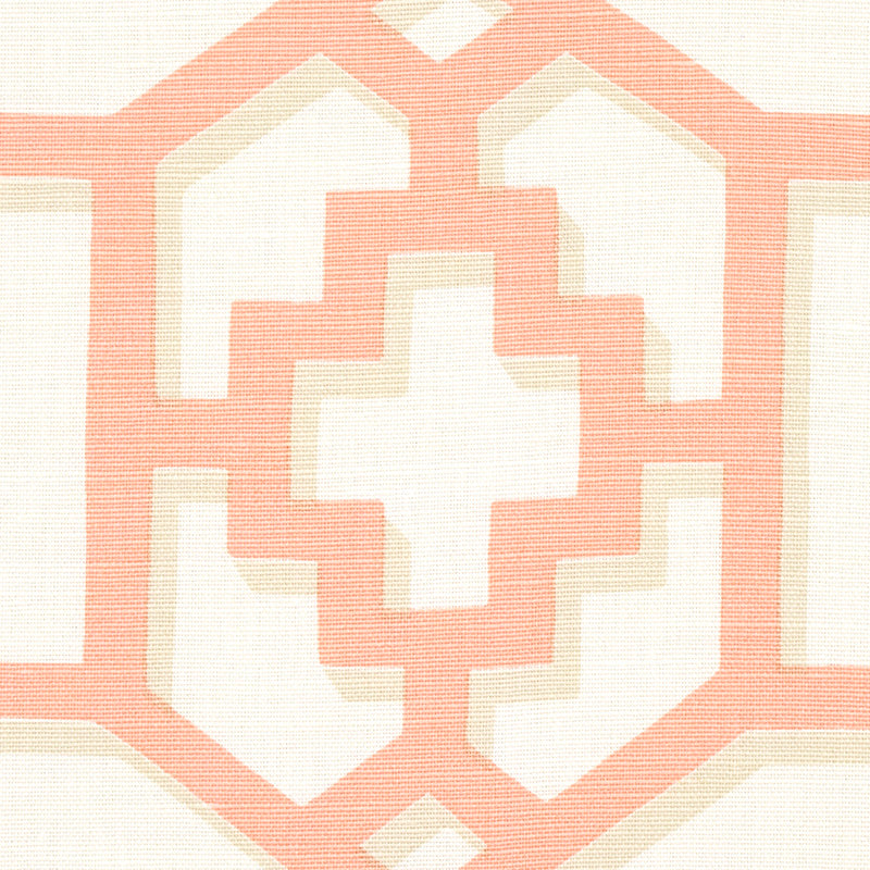 Schumacher Zanzibar Trellis Coral Fabric 175747