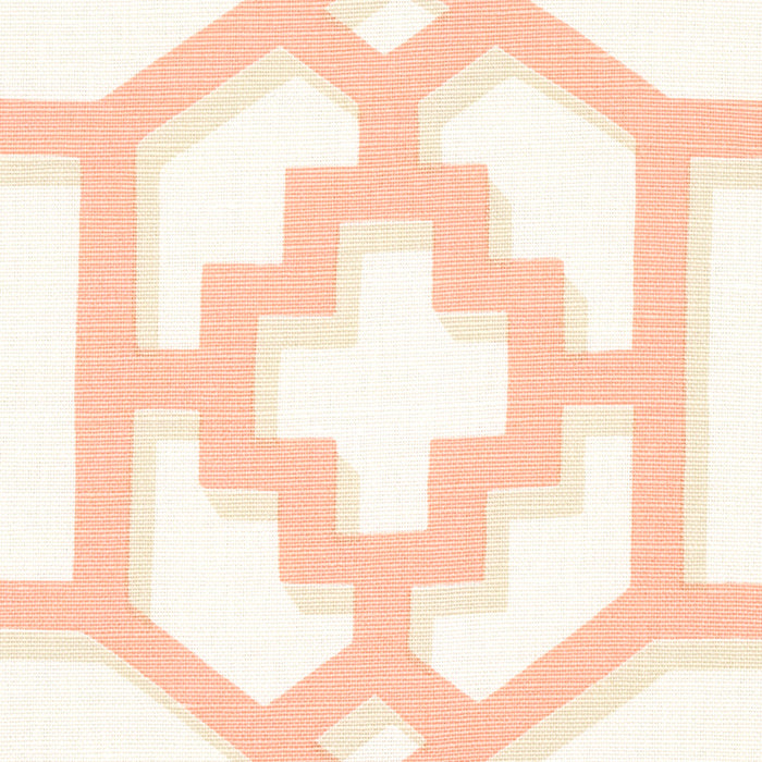 Schumacher Zanzibar Trellis Coral Fabric Sample 175747