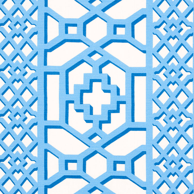 Schumacher Zanzibar Trellis Blue Fabric 175748