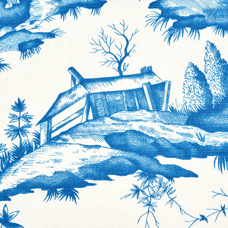 Schumacher Shengyou Toile Blue Fabric 175804