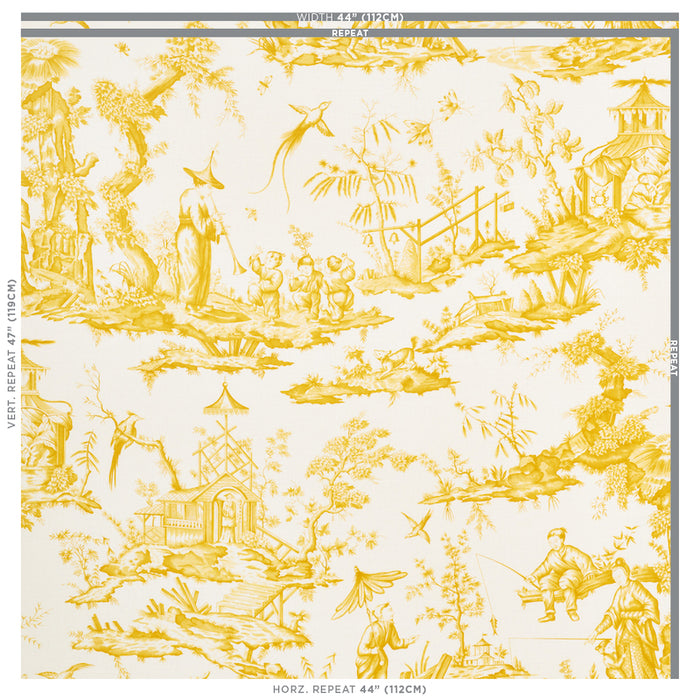 Schumacher Shengyou Toile Yellow Fabric 175805