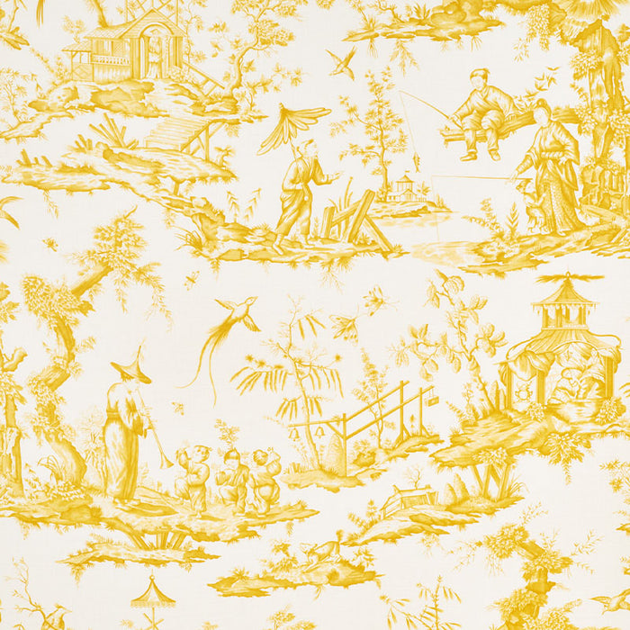 Schumacher Shengyou Toile Yellow Fabric 175805