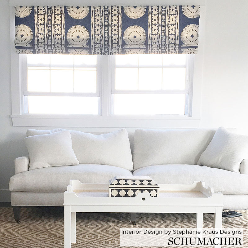 Schumacher Bora Bora Print Marine Fabric 175841