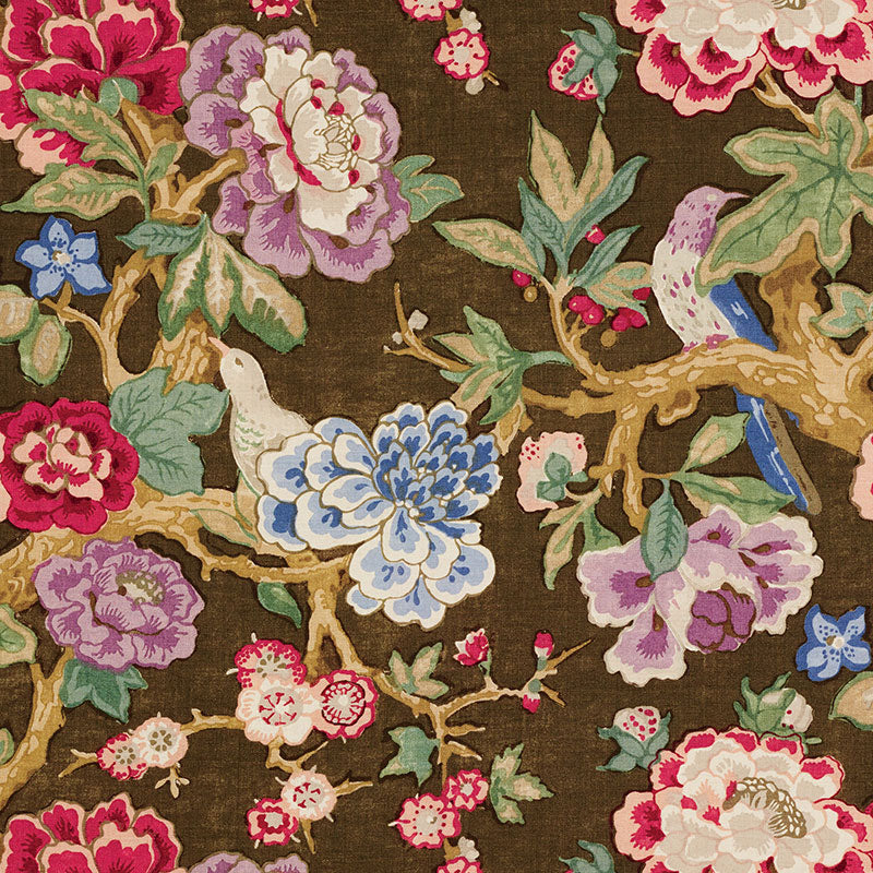 Schumacher Bermuda Blossoms Cocoa Fabric 175870