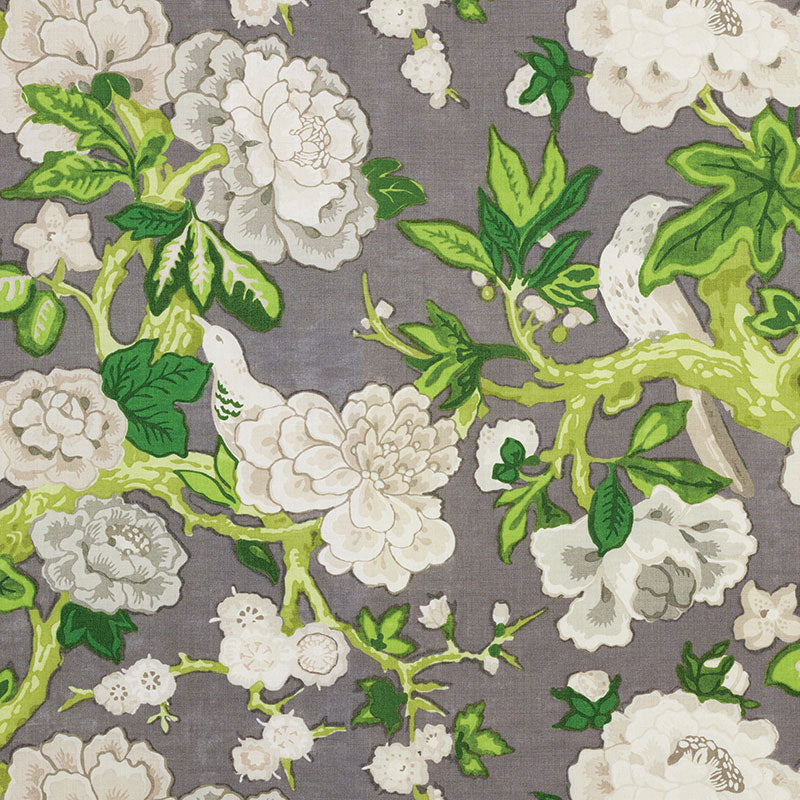 Schumacher Bermuda Blossoms Slate Fabric 175872