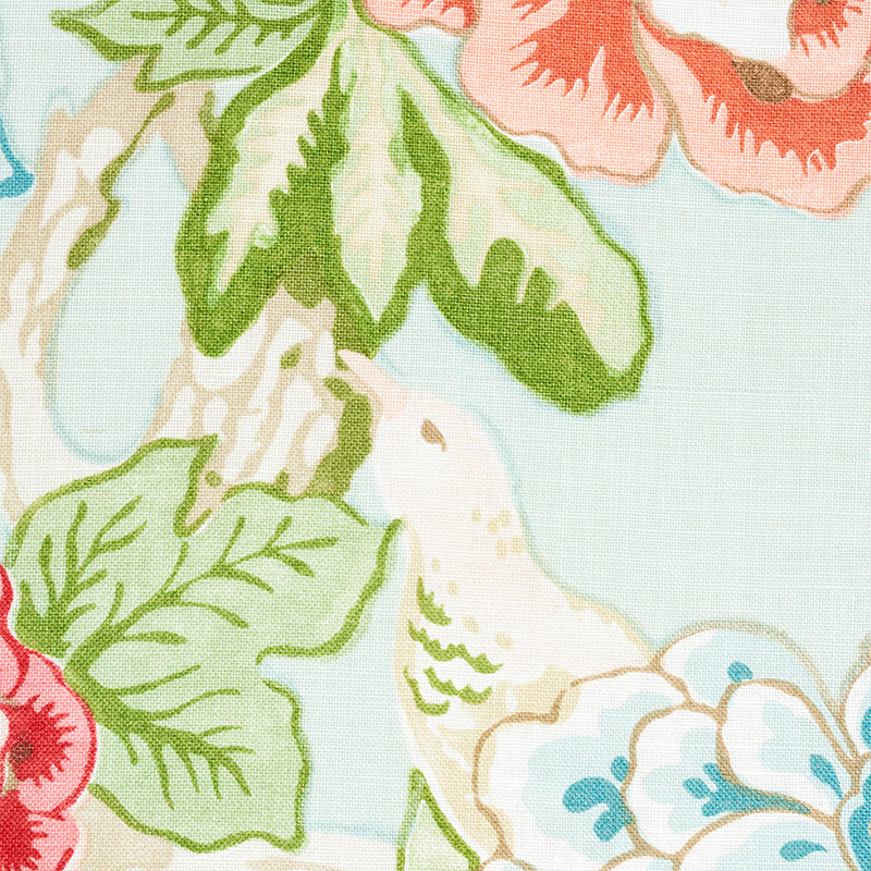 Schumacher Bermuda Blossoms Aqua Fabric 175877