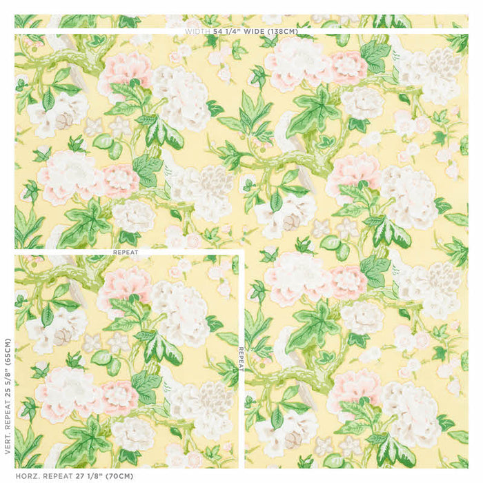 Schumacher Bermuda Blossoms Yellow Fabric Sample 175878