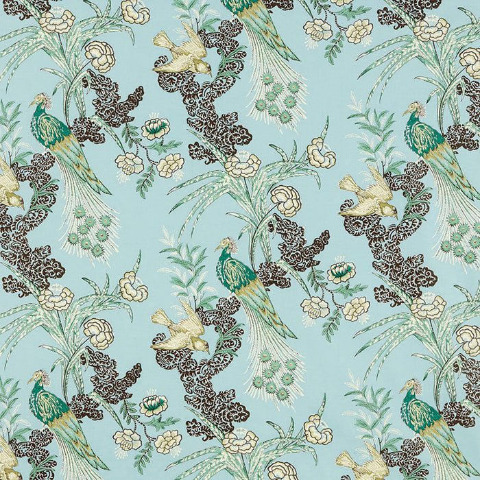 Schumacher Peacock Aqua Fabric 175912