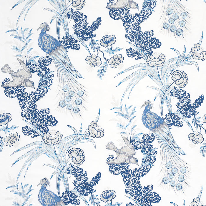 Schumacher Peacock Porcelain Fabric 175915