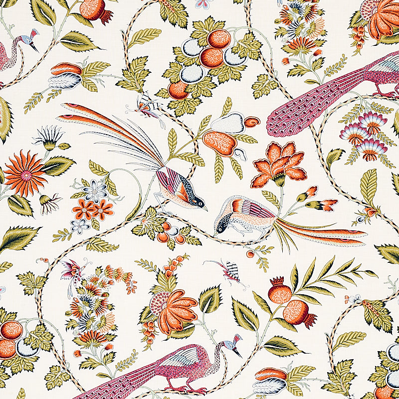 Schumacher Campagne Persimmon & Pink Fabric 175953