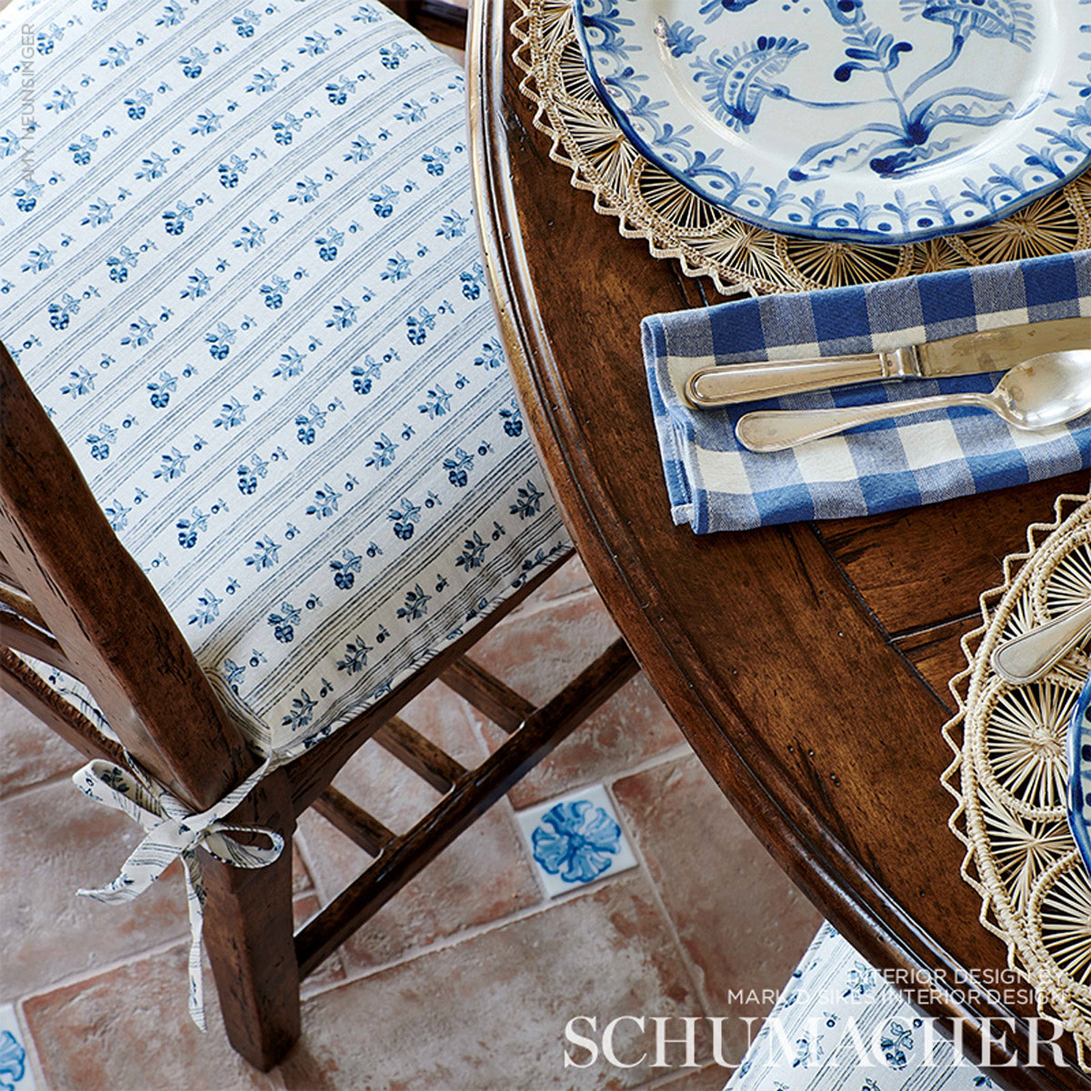 Schumacher Cabanon Stripe Bleu Fabric Sample 175963