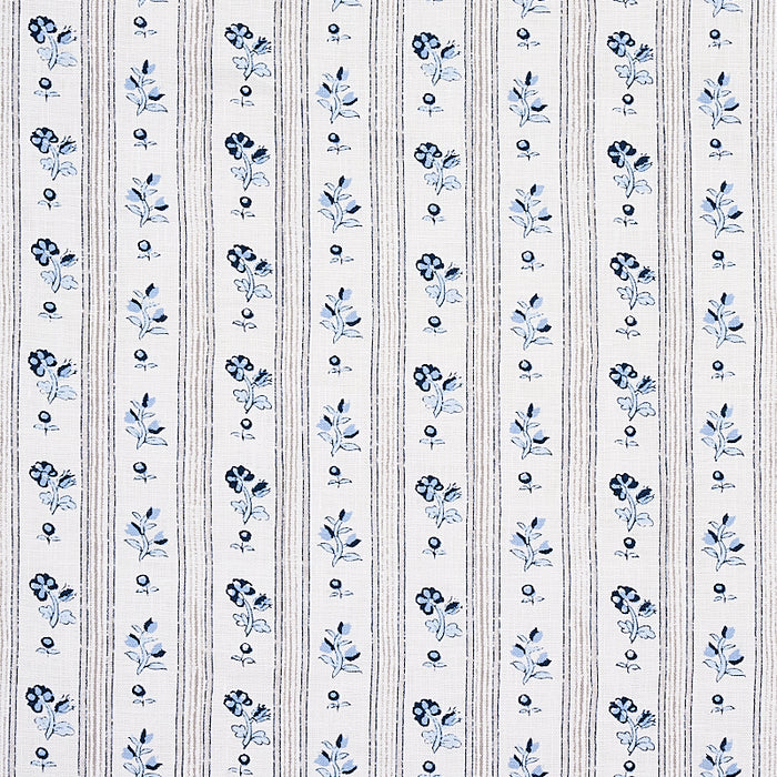 Schumacher Cabanon Stripe Bleu Fabric Sample 175963