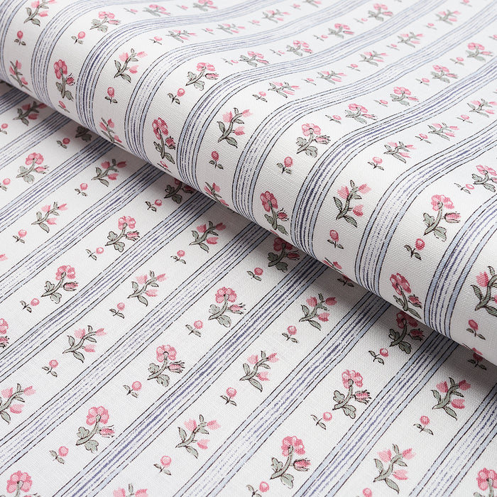 Schumacher Cabanon Stripe Rose Fabric Sample 175965