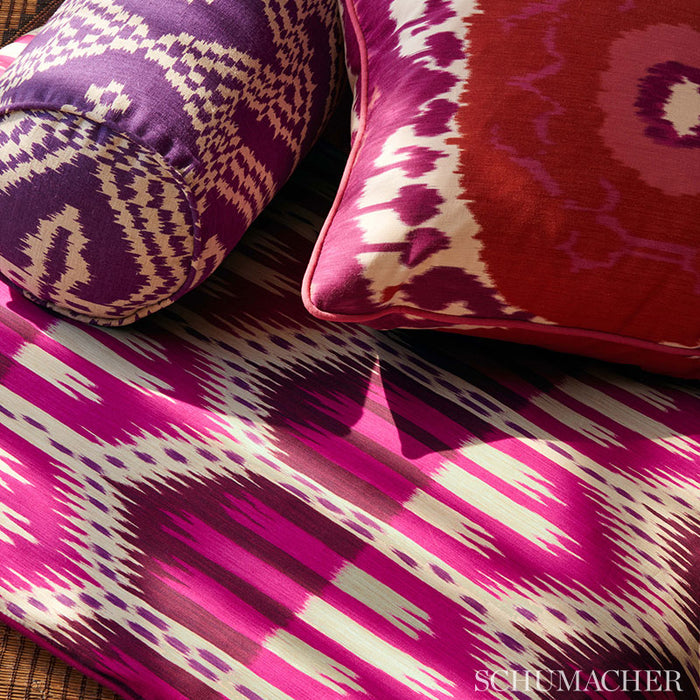 Schumacher Samarkand Ikat II Ruby Fabric Sample 176061