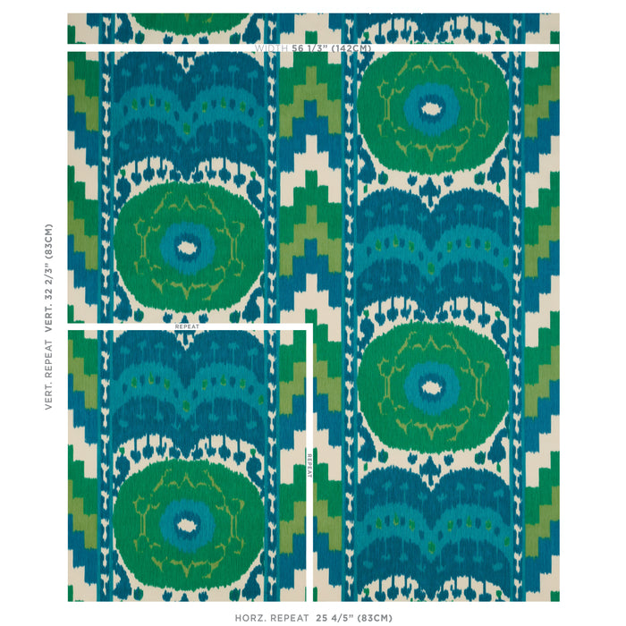 Schumacher Samarkand Ikat II Emerald Fabric 176064