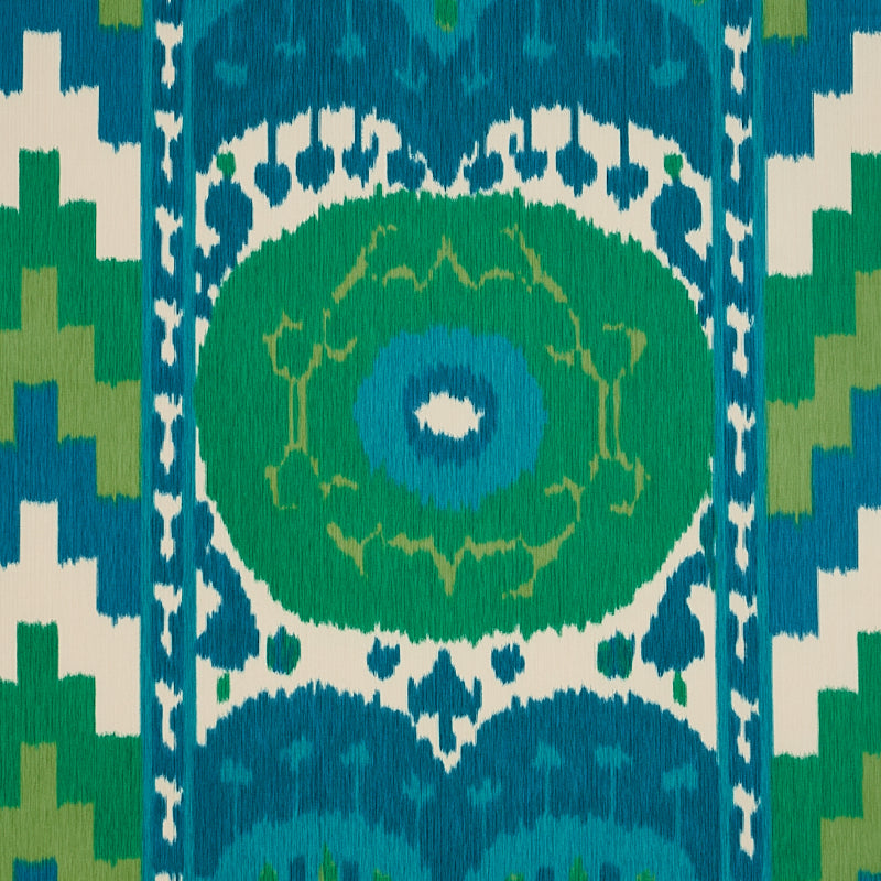 Schumacher Samarkand Ikat II Emerald Fabric 176064