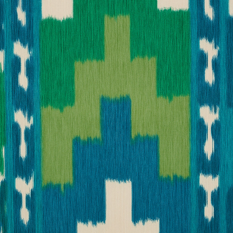 Schumacher Samarkand Ikat II Emerald Fabric Sample 176064