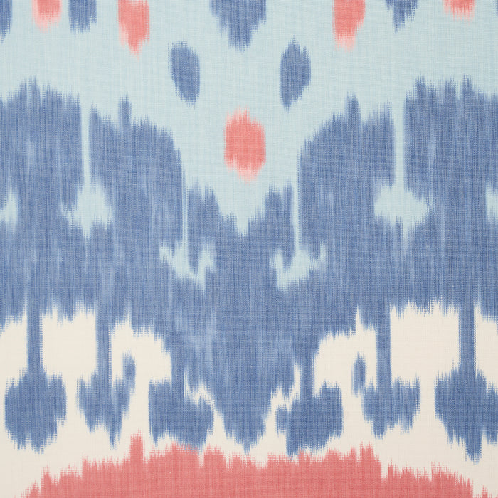 Schumacher Samarkand Ikat II Chambray & Coral Fabric 176065