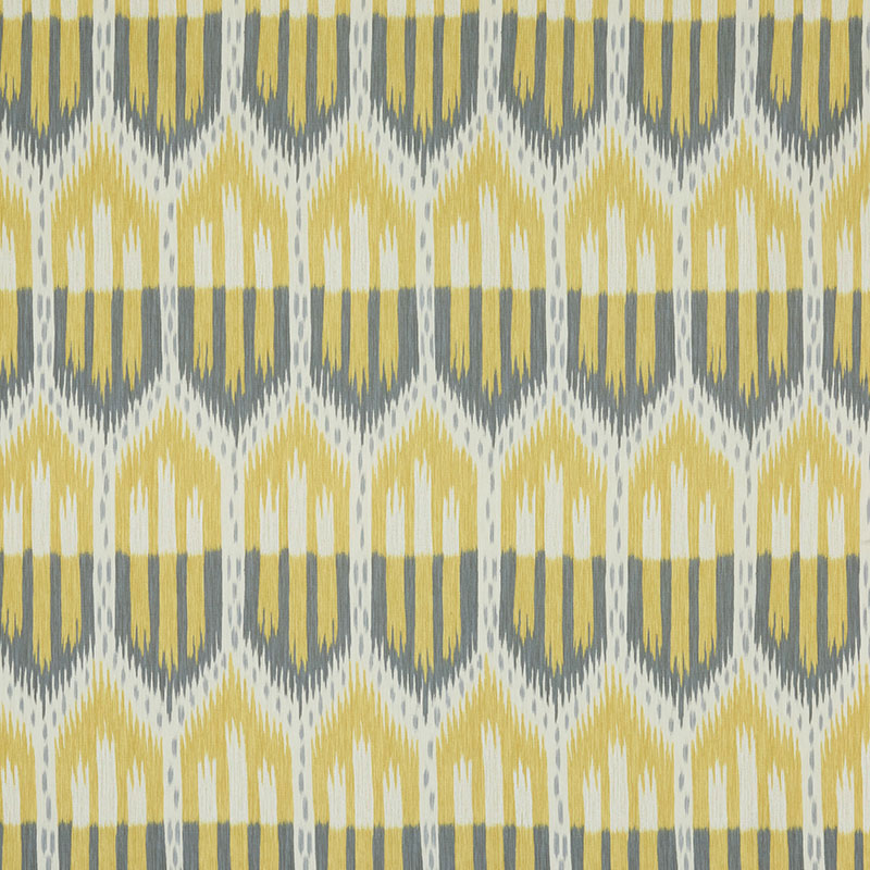 Schumacher Bukhara Ikat Citrine & Smoke Fabric 176081