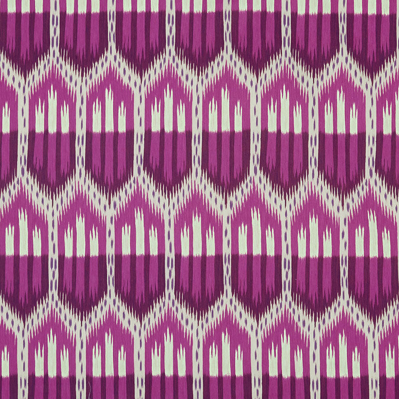 Schumacher Bukhara Ikat Fuchsia Fabric Sample 176082