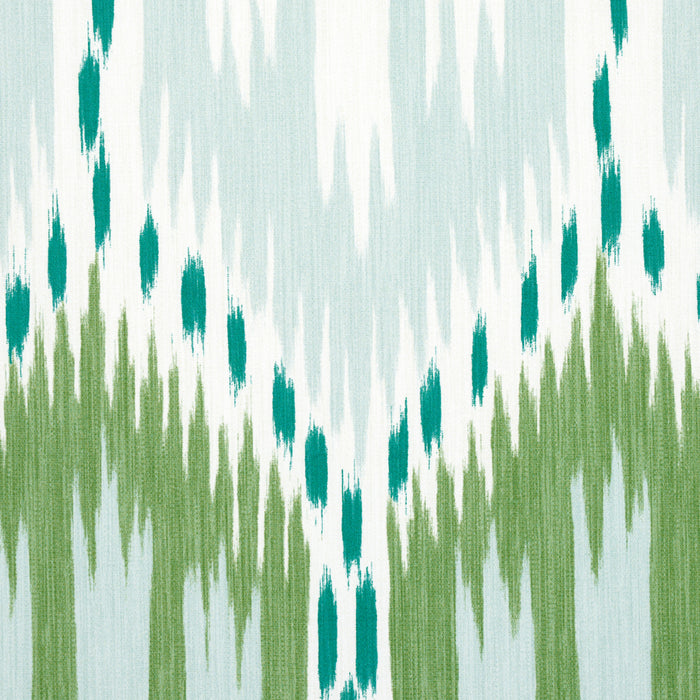 Schumacher Bukhara Ikat Mineral And Leaf Fabric 176086