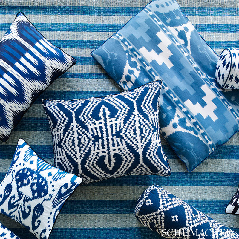 Schumacher Asaka Ikat Indigo Fabric 176095