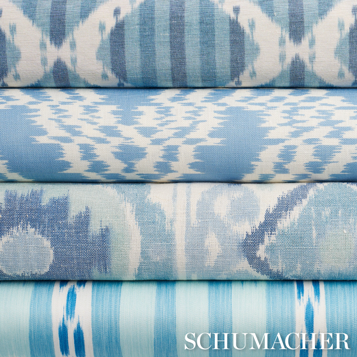 Schumacher Asaka Ikat Chambray Fabric Sample 176096