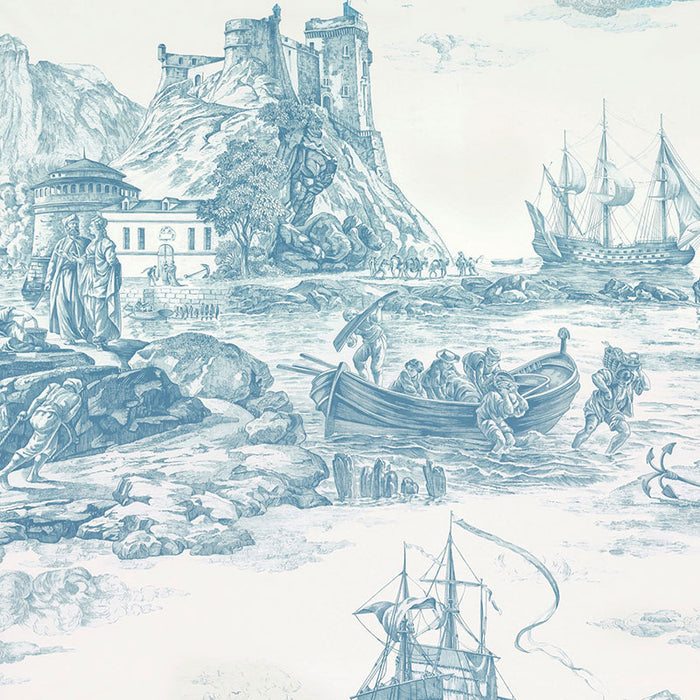 Schumacher Marine Toile Delft Fabric 176160