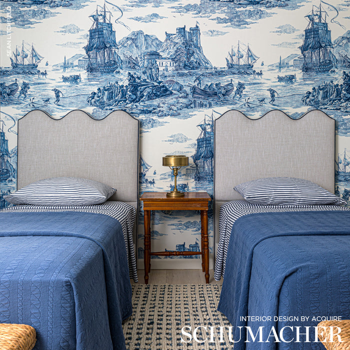 Schumacher Marine Toile Indigo Fabric 176161