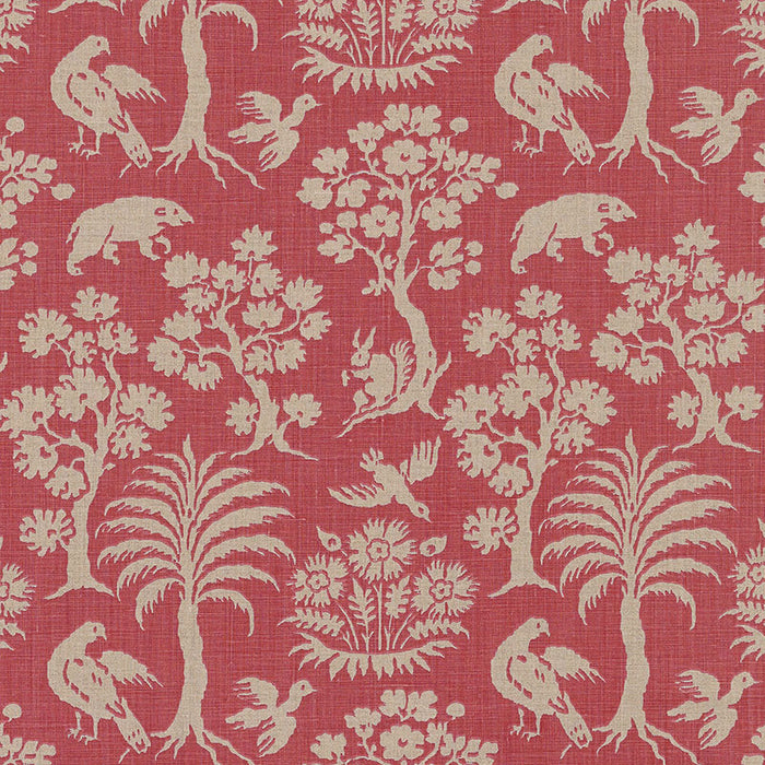 Schumacher Woodland Silhouette Rhubarb Fabric Sample 176171