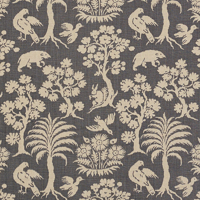 Schumacher Woodland Silhouette Steel Fabric Sample 176175