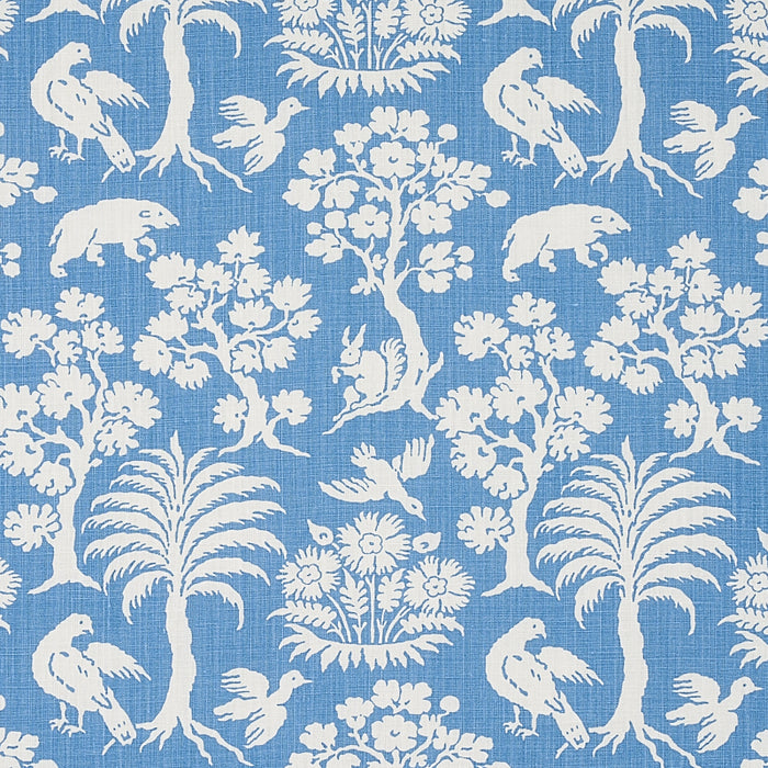 Schumacher Woodland Silhouette Blue Fabric Sample 176176